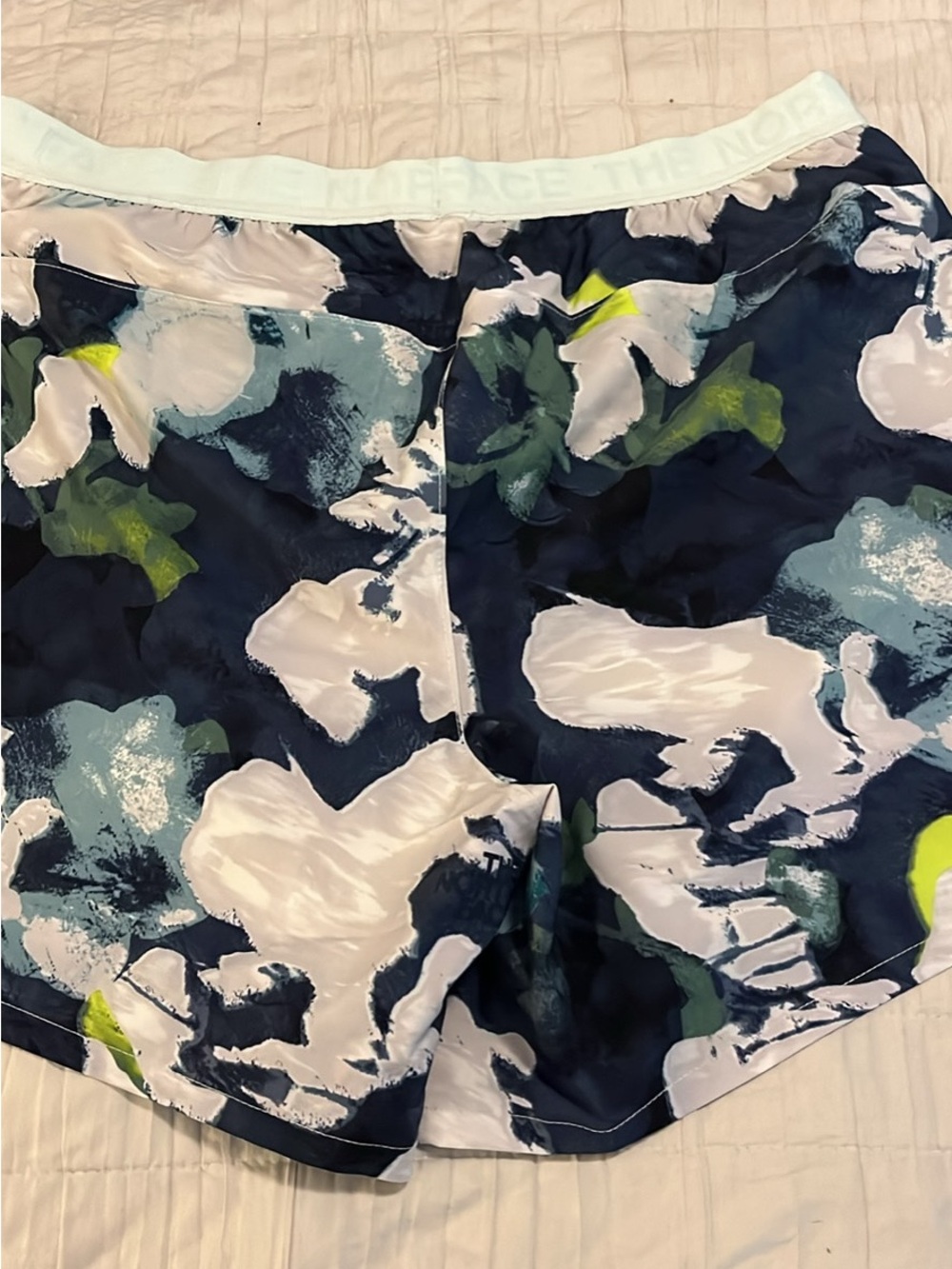 The North Face Women's Navy, White & Lime Athletic Shorts